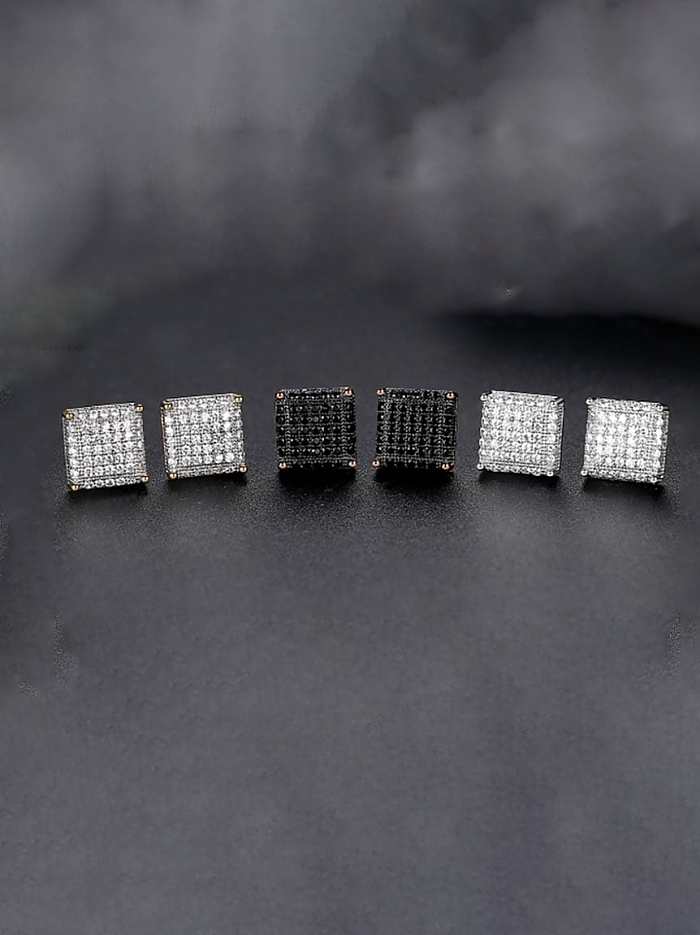 Arete cuadrado de hip hop con circonita cúbica de cobre