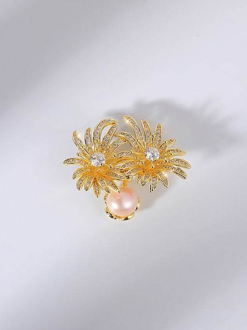 Brass Imitation Pearl Flower Cute Brooch