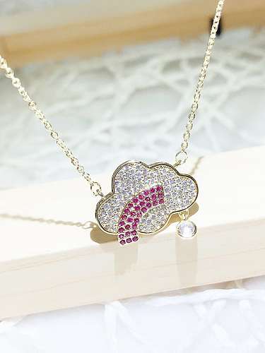Brass Cubic Zirconia Geometric Dainty Necklace