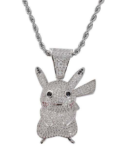 Brass Cubic Zirconia Cartoon anime character Hip Hop Necklace