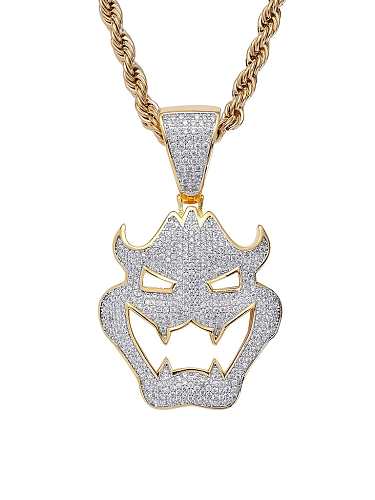 Brass Cubic Zirconia Monster Hip Hop Necklace