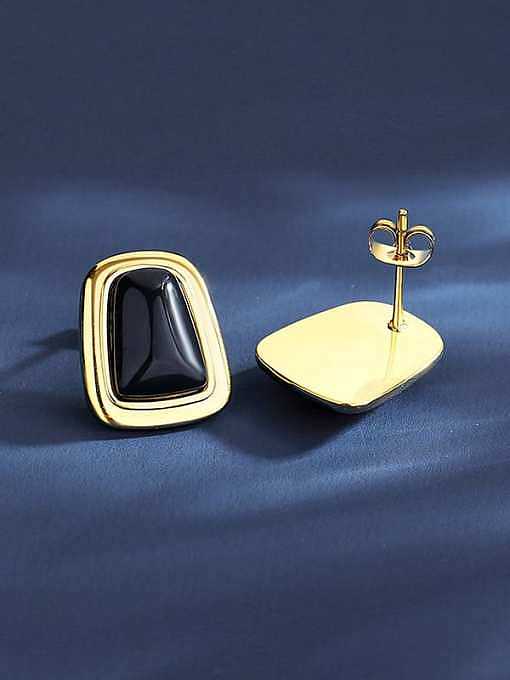 Pendiente de botón vintage geométrico de cristal de acero de titanio