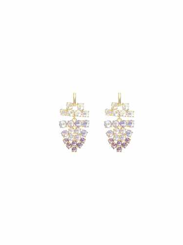 Brass Cubic Zirconia Geometric Dainty Drop Earring