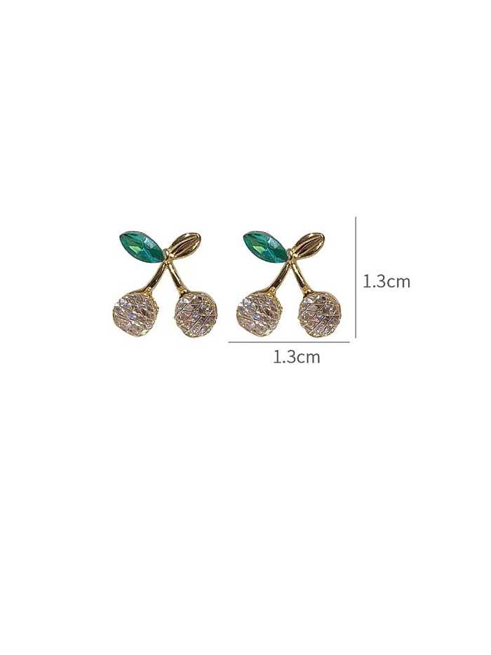 Brass Cubic Zirconia Friut Dainty Stud Earring