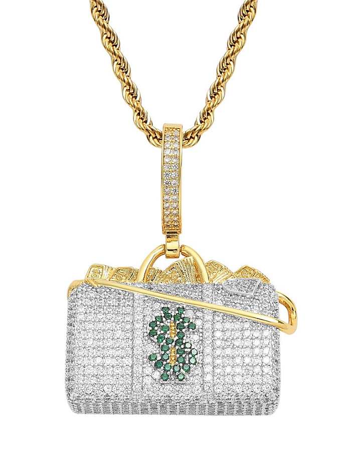 Collar de lujo con paquete de dólar de circonita cúbica de latón