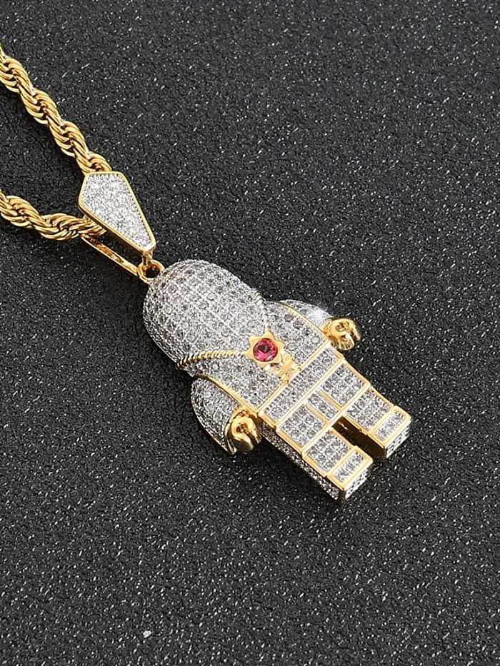 Brass Cubic Zirconia Astronaut Hip Hop Necklace