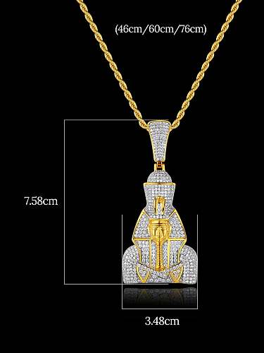 Latón Cubic Zirconia Irregular Hip Hop Regligious Collar