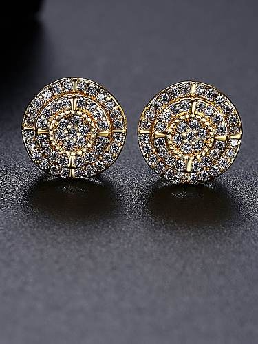 Brass Cubic Zirconia Geometric Hip Hop Stud Earring