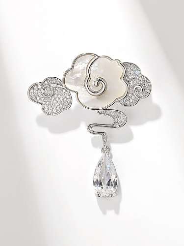 Brass Cubic Zirconia Water Drop Dainty Brooch