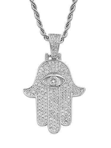 Brass Cubic Zirconia Hand Of Gold Hip Hop Necklace