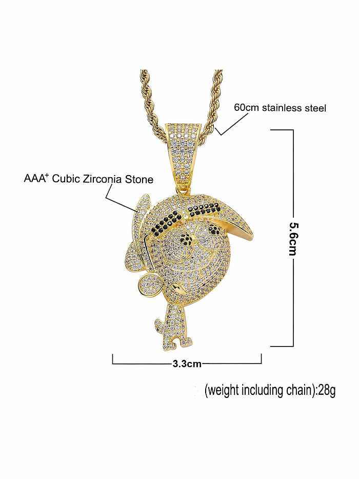 Brass Cubic Zirconia Anime Fighting Family Hip Hop Necklace