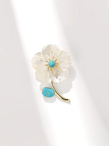 Brass Shell Flower Dainty Brooch