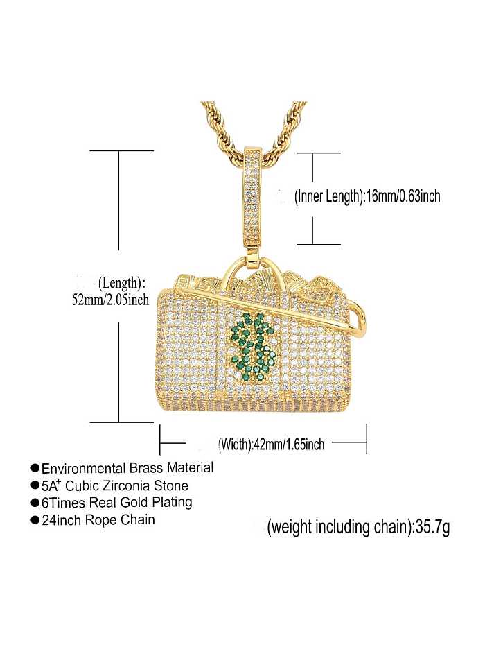 Collar de lujo con paquete de dólar de circonita cúbica de latón