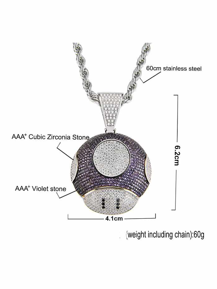 Brass Cubic Zirconia Round Hip Hop Necklace