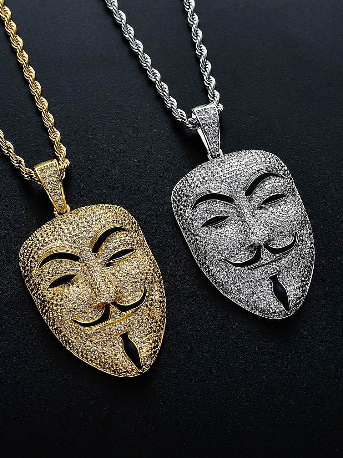 Brass Cubic Zirconia Enamel With avatar Hip Hop Necklace