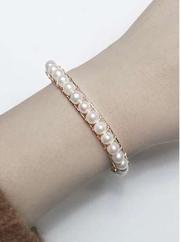 Brass Freshwater Pearl Round Minimalist Beaded Bracelet