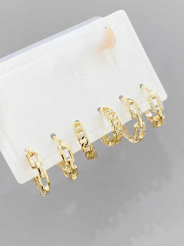 Brass Cubic Zirconia Geometric Minimalist Huggie Earring