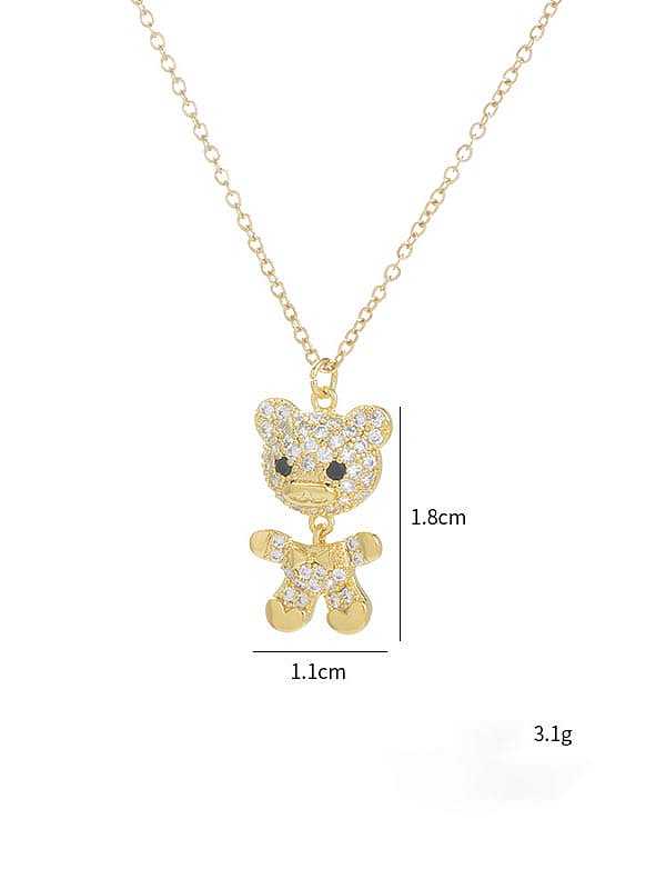 Brass Cubic Zirconia Bear Dainty Necklace