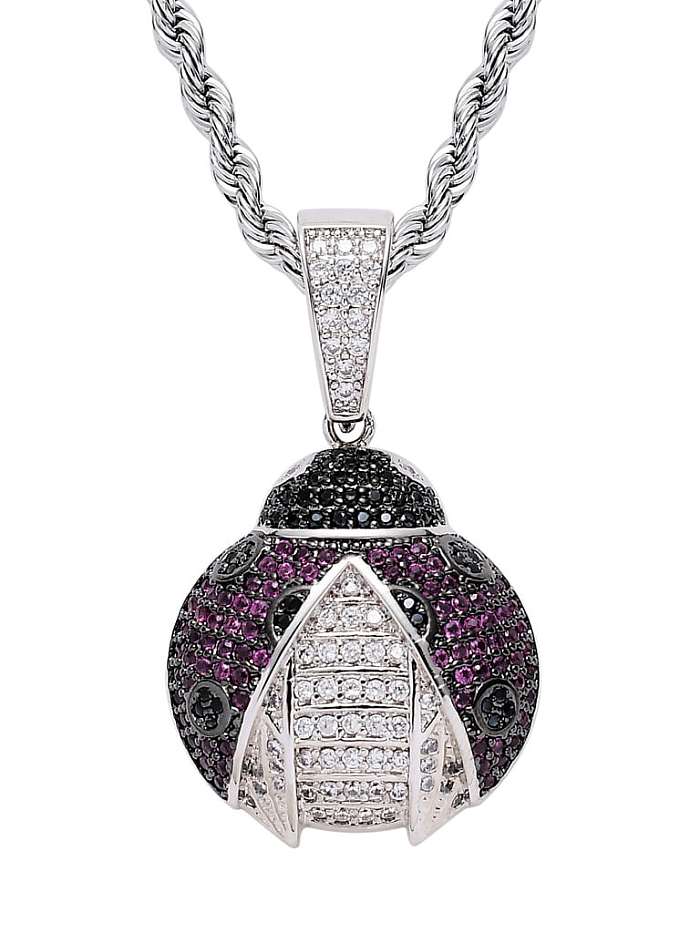 Collar de hip hop con escarabajo de circonita cúbica de latón