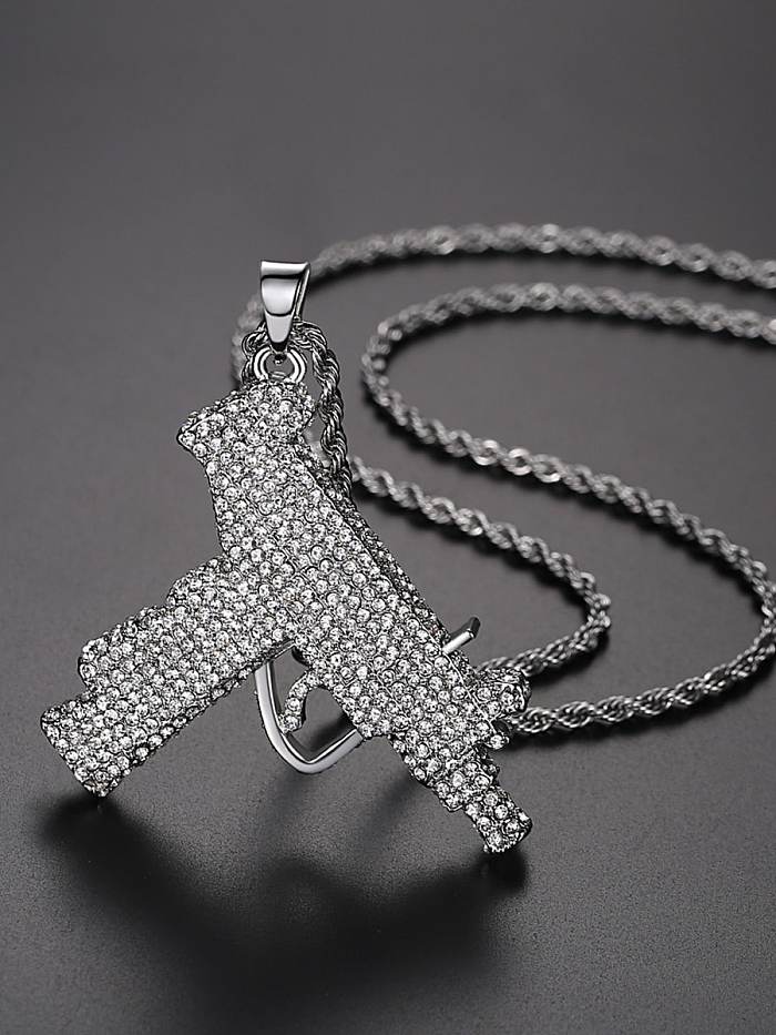 Copper Gun Cubic Zirconia Irregular Hip Hop Necklace