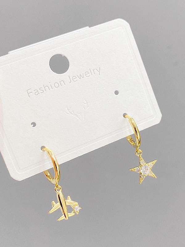 Brass Cubic Zirconia Geometric Minimalist Huggie Earring