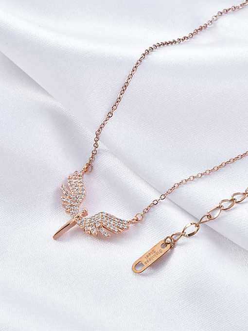 Brass Cubic Zirconia Wing Dainty Necklace