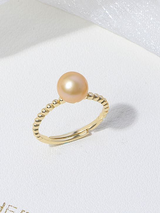 Brass Freshwater Pearl Irregular Minimalist Band Ring