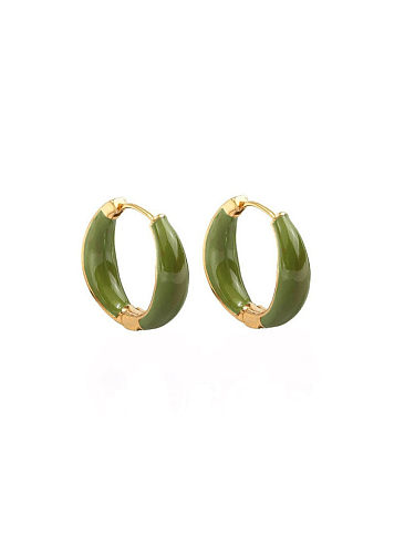 Brass Enamel Geometric Minimalist Huggie Earring