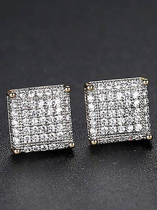 Arete cuadrado de hip hop con circonita cúbica de cobre