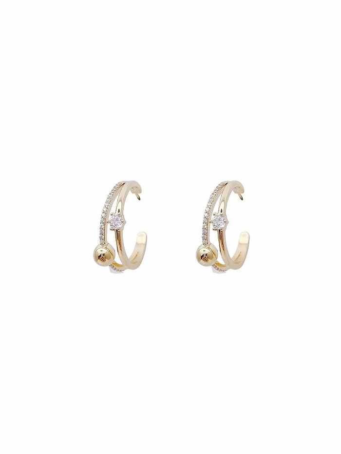 Brass Cubic Zirconia Geometric Trend Stud Earring