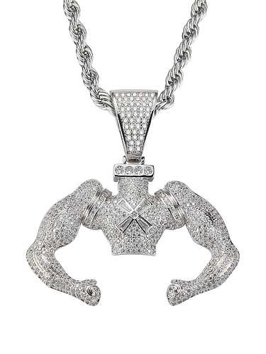 Brass Cubic Zirconia Strong muscle man Hip Hop Necklace