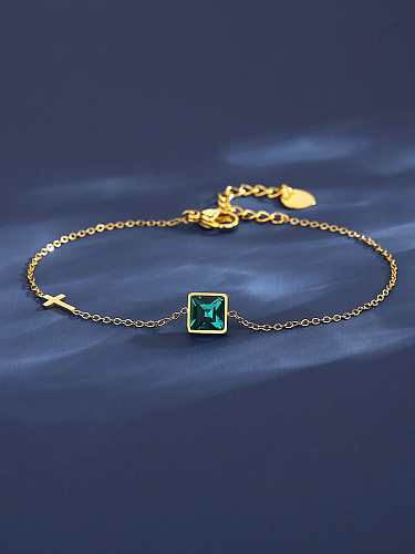 Titanium Steel Cubic Zirconia Green Geometric Dainty Bracelet