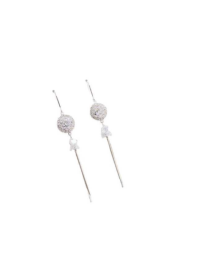 Brass Cubic Zirconia Tassel Dainty Threader Earring