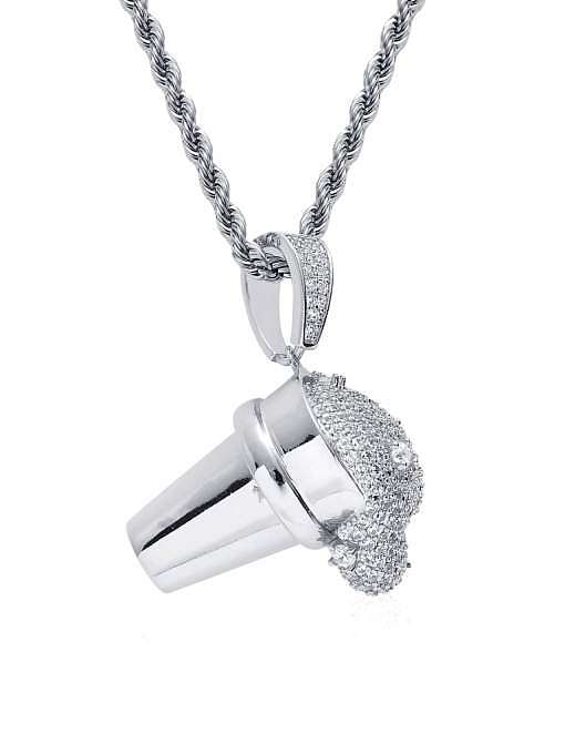 Brass Cubic Zirconia Ice Cream Hip Hop Necklace