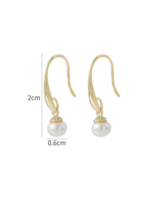 Brass Imitation Pearl Geometric Dainty Hook Earring