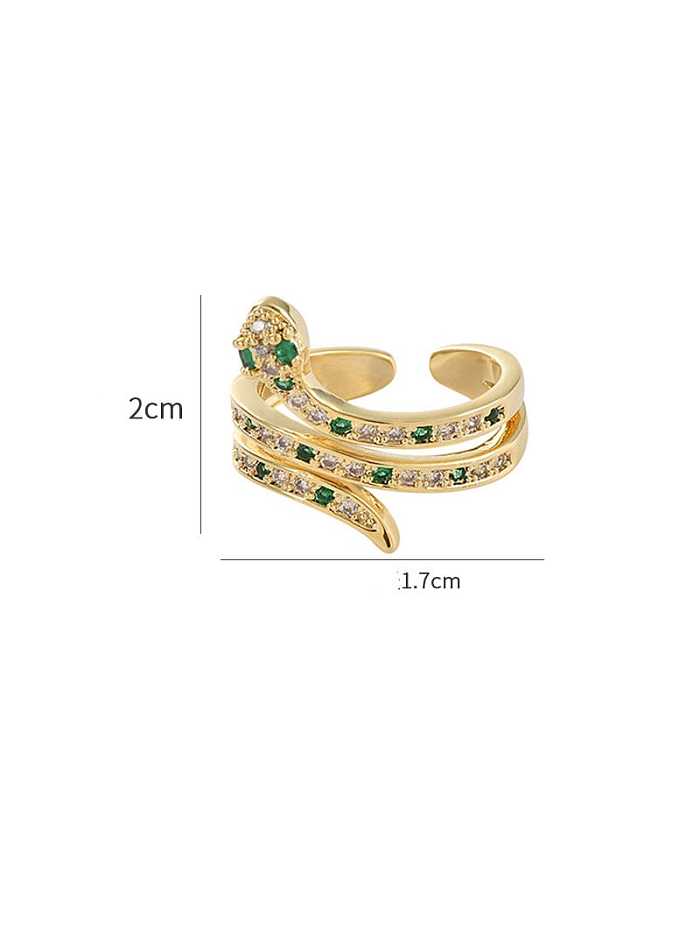 Brass Cubic Zirconia Snake Dainty Band Ring