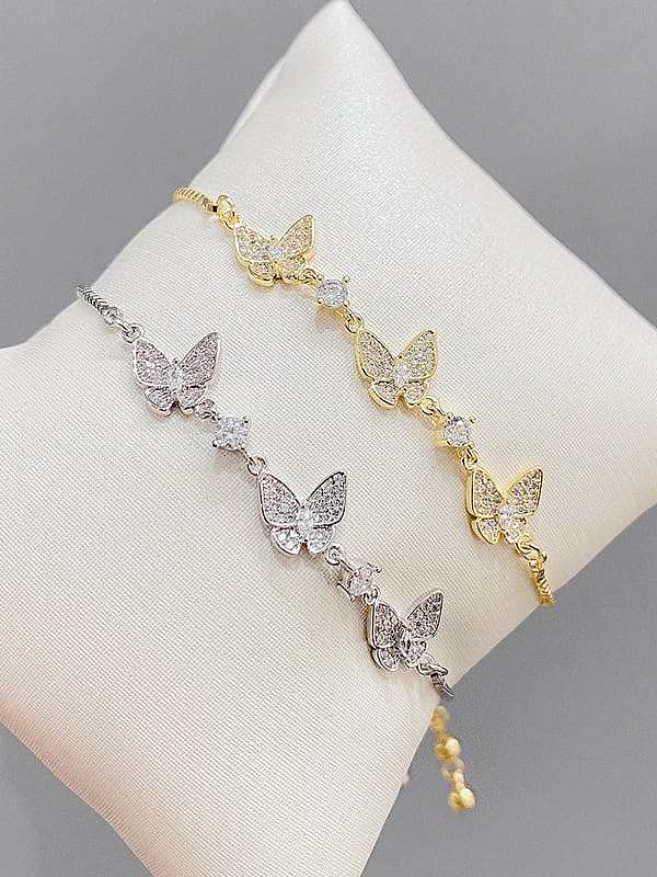 Bracelet Réglable Dainty Papillon en Laiton Cubic Zirconia