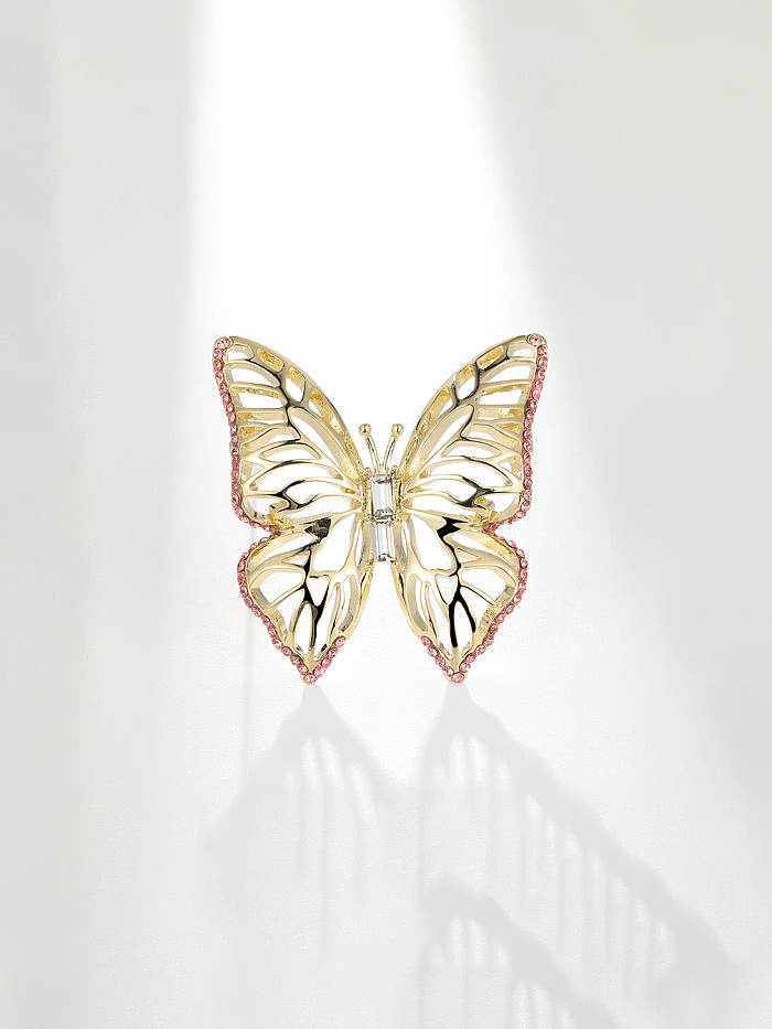 Brass Rhinestone Butterfly Dainty Brooch