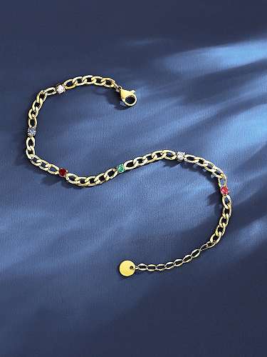 Titanium Steel Cubic Zirconia Geometric Dainty Link Bracelet
