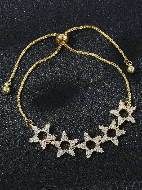 Brass Cubic Zirconia Star Dainty Adjustable Bracelet
