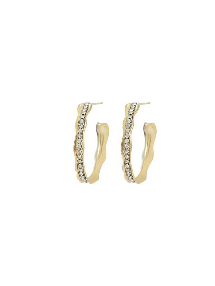 Brass Cubic Zirconia Geometric Trend Hoop Earring