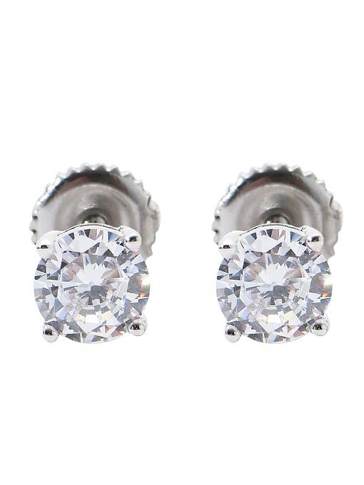 Aretes redondos delicados de plata de ley 925 con circonitas cúbicas