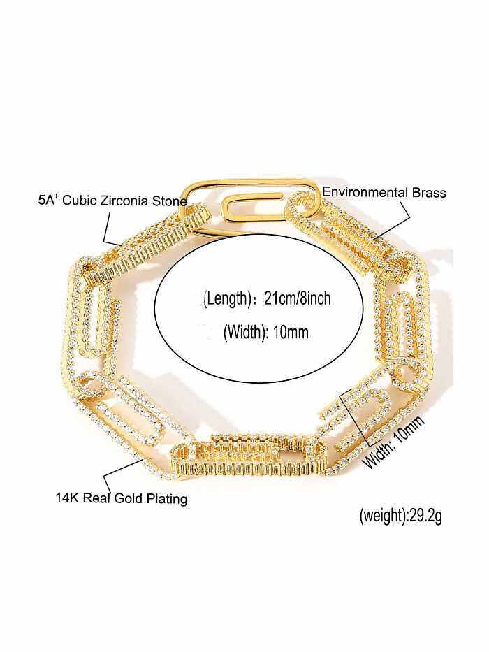 Brass Cubic Zirconia Geometric Hip Hop Bracelet