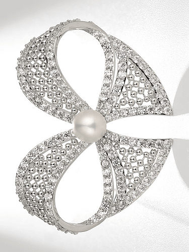 Broche Dainty Bowknot en Laiton Cubic Zirconia