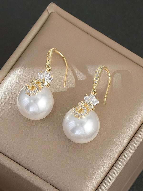 Brass Cubic Zirconia Geometric Dainty Stud Earring