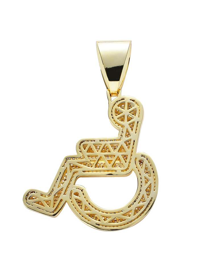 Brass Cubic Zirconia Wheelchair disabled Hip Hop Necklace
