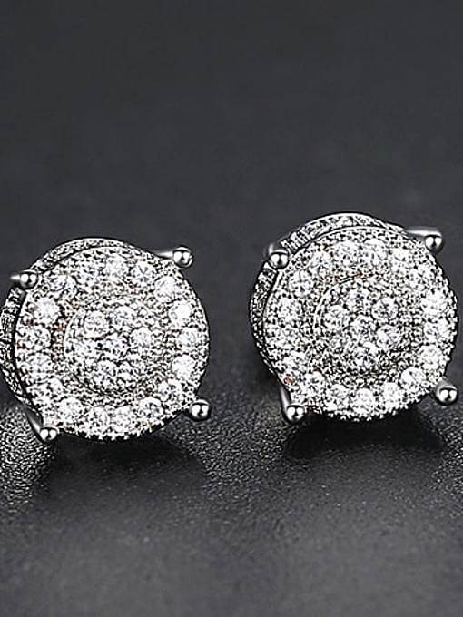 Arete redondo de hip hop con circonita cúbica de cobre