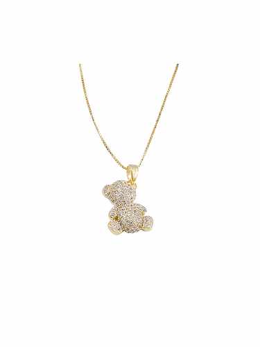 Collier Dainty Ours en Laiton Cubic Zirconia