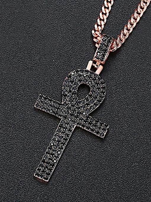 Copper Cubic Zirconia Key Hip Hop Necklace