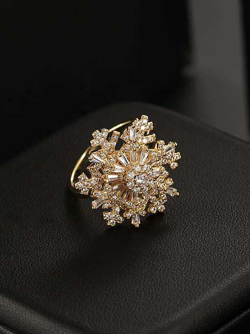 Brass Cubic Zirconia White Flower Dainty Band Ring